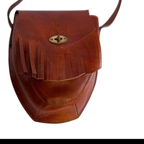 Frye British Tan Leather Fringed Crossbody Night Out Dancing Bag - Picture 1 of 12